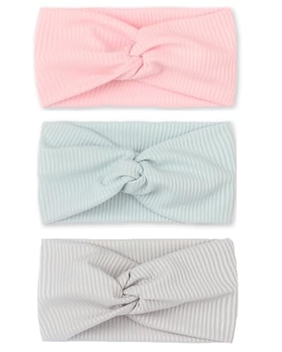 KGDUYC 3PCS Kinder Haarband aus Strick - Stirnband Kinder, Haarband Mädchen, Bequem & Stilvoll, Perfektes Accessoire für Mädchen (rosa+grau+blau) von KGDUYC