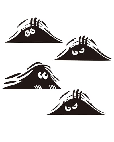 KGDUYC 4 Stück Autoaufkleber Lustig - Peeking Eyes Monster Aufkleber Funny Cartoon Auto Aufkleber Vinyl Sticker für Auto Autofenster Stoßstange Laptop Motorrad(Schwarz) von KGDUYC