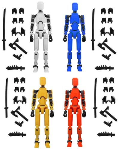 KGDUYC 4 Stück Gelenkspielzeug,Actionfigur,3D-Druck Von Beweglichen Figuren mit Mehreren Gelenken Action Figure Spielzeug Actionfiguren mit Mehreren Gelenken Desktop-Dekorationen,4 Farben von KGDUYC