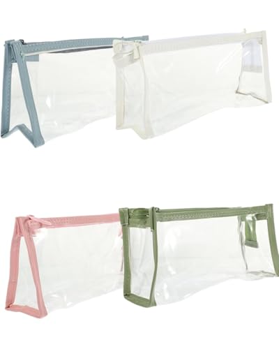 KGDUYC 4 Stück Transparente Federmäppchen - Reißverschluss Beutel Stifteetui Clear Exam Pencil Pouch Tragbares Schreibwarenetui für Studenten Lehrer Kinder Erwachsene(transparent) von KGDUYC