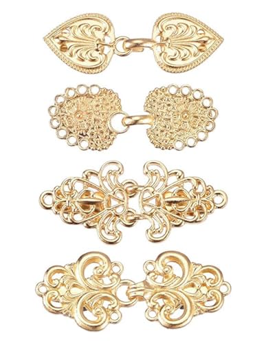 KGDUYC 4 Stück Vintage Pullover Schal Clips- Metall Strickjacke Clip Schal Brosche Clips Retro Swirl Mantel Broschen,Retro Umhang Broschen Schal Pins Pullover Clips für Frauen Mädchen(Gold) von KGDUYC