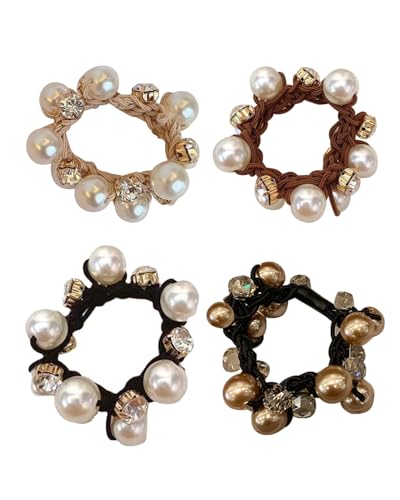 KGDUYC 4PCS Haargummis, Perle Haargummi, Haarseile Haarschmuck Elastische Pferdeschwanz Halter Stirnbänder, Haarschmuck für Frauen Mädchen Dame Kinder von KGDUYC