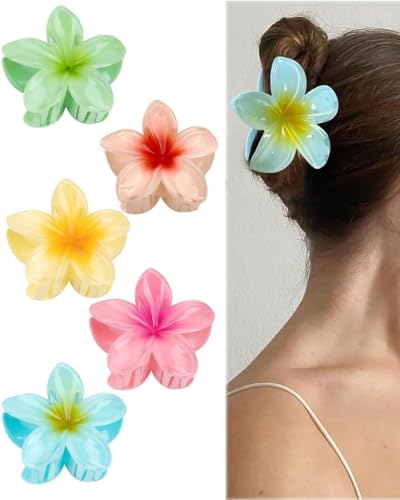 KGDUYC 5 Stück Hawaii Haarspangen Blumen Haarspange Strandblumen Haarklammer Kopfschmuck für Mädchen und Frauen Strand Party Pool Urlaub - 5 Farben von KGDUYC