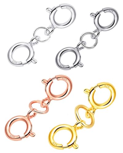 KGDUYC Armband Verschluss Kettenverschluss, 4 Stück Verschlüsse für Armbänder Ketten Verschlüsse Doppelfederverschluss zum Basteln Schmuckverschluss mit Geschlossenen Biegeringen Verbinden von KGDUYC