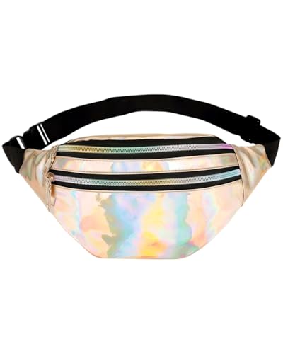 KGDUYC Bauchtasche Mode Wasserdicht Gürteltasche Fächer mit Reißverschluss Verstellbarer Reflektierender Gurt Hüfttasche für Damen und Herren Party Festival Sport Outdoor Travel - Gold von KGDUYC