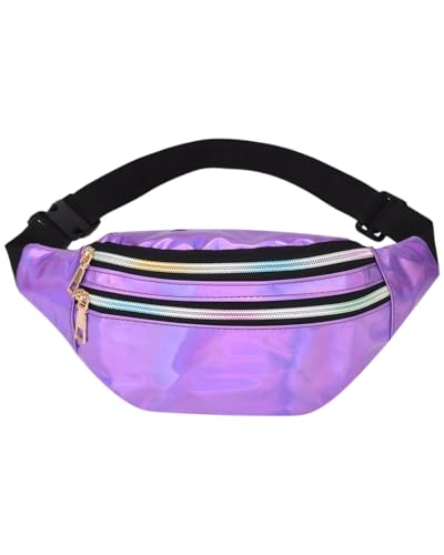 KGDUYC Bauchtasche Mode Wasserdicht Gürteltasche Fächer mit Reißverschluss Verstellbarer Reflektierender Gurt Hüfttasche für Damen und Herren Party Festival Sport Outdoor Travel - Lila von KGDUYC