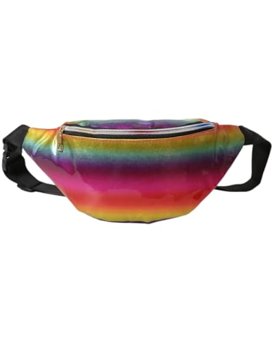 KGDUYC Bauchtasche Mode Wasserdicht Gürteltasche Fächer mit Reißverschluss Verstellbarer Reflektierender Gurt Hüfttasche für Damen und Herren Party Festival Sport Outdoor Travel - Regenbogen von KGDUYC