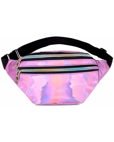 KGDUYC Bauchtasche Mode Wasserdicht Gürteltasche Fächer mit Reißverschluss Verstellbarer Reflektierender Gurt Hüfttasche für Damen und Herren Party Festival Sport Outdoor Travel - Rosa von KGDUYC