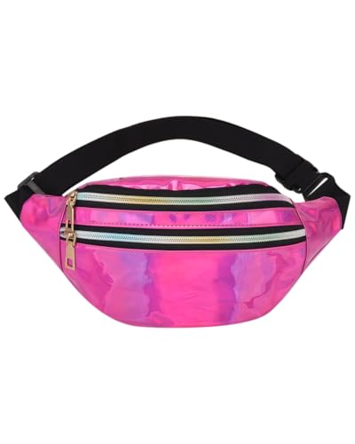 KGDUYC Bauchtasche Mode Wasserdicht Gürteltasche Fächer mit Reißverschluss Verstellbarer Reflektierender Gurt Hüfttasche für Damen und Herren Party Festival Sport Outdoor Travel - Rosenrot von KGDUYC