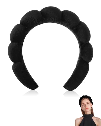 KGDUYC Damen Spa Haarband Stirnband Weicher Schwamm Hautpflege Schwarz Make up Haarband Haarreifen Haarschmuck zum Waschen des Gesichts Make up Entferner Dusche Hautpflege von KGDUYC