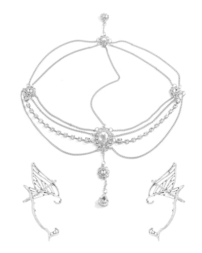 KGDUYC Elfen Ohrringe für Damen Ohren Elfen Ohrclips Elfen Krone Damen Fee Kostüm Party Cosplay Kostüm von KGDUYC