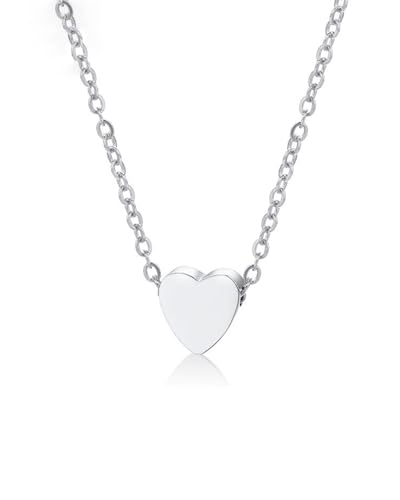 KGDUYC Herz Halskette Damen Silber Süßes CZ Herz Offenes Herz Anhänger Kette Herz für Frauen Mädchen Silber Gold Rosegold Herzkette Halskette Schmuck Geschenk Einstellbare 17"/43cm Kette von KGDUYC