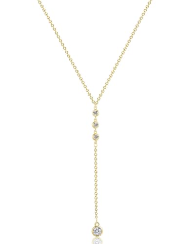 KGDUYC Kette Damen Vergoldete Modeschmuck Kette Lang Y Kette mit Herz Perlen CZ Anhänger Wasserfeste Verstellbare Ankerketten Tropfen Halskette Gold für Frauen Schmuck，kette damen lang von KGDUYC