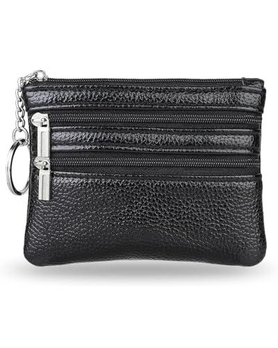 KGDUYC Mini Geldbörse Damen, Portemonnaie Damen Klein Klein und im Kurzformat Brieftasche, Münzbeutel Portemonnaie PU Geldbeutel Coin Purse Wallet für Frauen Kinder - Schwarz von KGDUYC