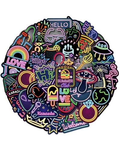 KGDUYC Neon Sticker Set - 50 Stück Wasserfeste Vinyl Sticker Decals Coole Graffiti Sticker für Laptop Skateboard Scrapbook Trinkflasche Handy Tagebuch Tassen Moped Fahrrad Koffer usw KGDUYC Neon Sticker Set - 50 Stück Wasserfeste Vinyl Sticker Decals Coole Graffiti Sticker für Laptop Skateboard Scrapbook Trinkflasche Handy Tagebuch Tassen Moped Fahrrad Koffer usw von KGDUYC