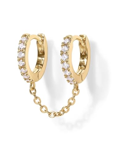 KGDUYC Ohrringe Silber 925 für Damen Mädchen 14K Vergoldet Doppel Piercing Ohrstecker Creolen mit Kette, Hypoallergen Zirkonia Ohrringe Silber Hängend für Mehrere Ohrlöcher Knorpel Ohrringe Set-C KGDUYC Ohrringe Silber 925 für Damen Mädchen 14K Vergoldet Doppel Piercing Ohrstecker Creolen mit Kette, Hypoallergen Zirkonia Ohrringe Silber Hängend für Mehrere Ohrlöcher Knorpel Ohrringe Set-C von KGDUYC