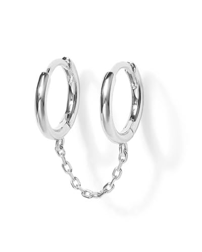 KGDUYC Ohrringe Silber 925 für Damen Mädchen 14K Vergoldet Doppel Piercing Ohrstecker Creolen mit Kette, Hypoallergen Zirkonia Ohrringe Silber Hängend für Mehrere Ohrlöcher Knorpel Set-F von KGDUYC