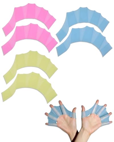 KGDUYC Schwimmhäute für die Finger, 3 Paar Hand Schwimmflossen Finger Schwimmhandschuhe Silikon Wasserhandschuhe, Webbed Handschuhe Größe, Swim Gloves für Frauen Schwimmtraining zum Schnorcheln von KGDUYC