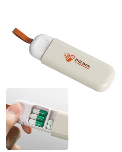 KGDUYC Tablettenbox Pillendose，Pillendose klein für unterwegs，Pillenbox für Vitamine, Medikamente, Pillen,pillendose klein，Dichtleistung, Erhaltung der medizinischen Eigenschaften. (Weiß Orange) von KGDUYC
