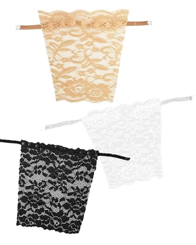KGDUYC Teiliges Damen-BH-Overlay-Overlay-Oberteil - 3pcs Dame Spitze Clip-on Mock Camisole BH Einsatz Overlay Modesty Panel Weste， mit Spitzen-Clip von KGDUYC