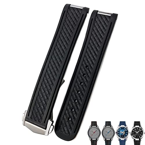 KGFCE 20 mm Gummi-Silikon-Uhrenarmband, passend für Omega Seamaster 300 AT150 Aqua Terra Ultra Light 8900 Stahlschnalle(Black Pointed) von KGFCE