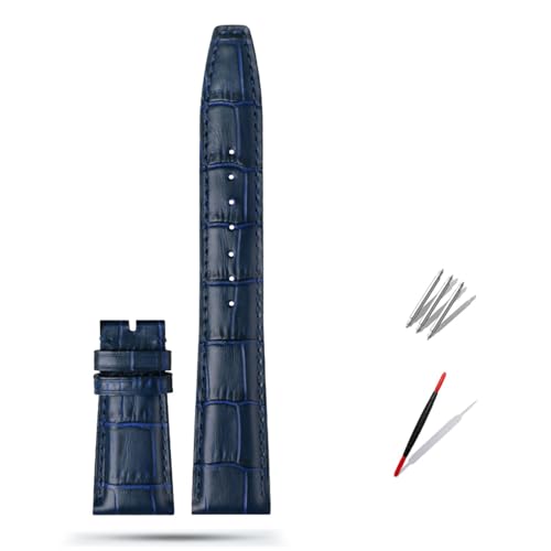 KGFCE 20mm 21mm 22mm Rindsleder Uhrenarmband Ersatz für IWC Portugieser Porotfino Familie PILOT'S Uhren Armband Faltschließe(Blue no buckle,22mm) von KGFCE