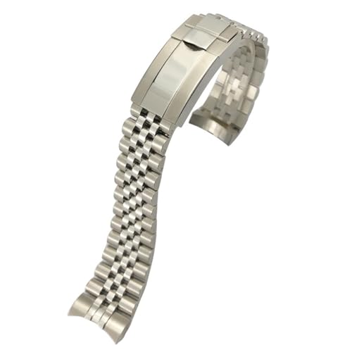 KGFCE 316L Edelstahl 20 mm Uhrenarmband für 36 mm Rolex Datejust 116233 116234 Silber-goldenes massives Metallarmband(Silver and buckle) von KGFCE