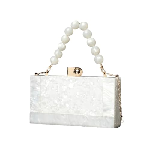 KGFCE Damen Abendtasche Acryl Tasche Handgehaltene Kette Schulter Crossbody Tasche Handytasche, weiß, Einheitsgröße von KGFCE
