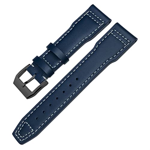 KGFCE Echtes Leder Uhrband Für Iwc Markieren Xviii Le Petit Prince Pilots Uhr 20mm 21mm 22mm Kaufpferdsgurt(Blue white black,22mm) von KGFCE