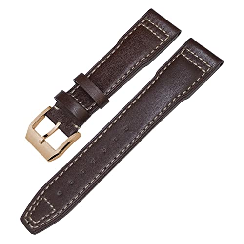 KGFCE Echtes Leder Uhrband Für Iwc Markieren Xviii Le Petit Prince Pilots Uhr 20mm 21mm 22mm Kaufpferdsgurt(Brown white rose,22mm) von KGFCE