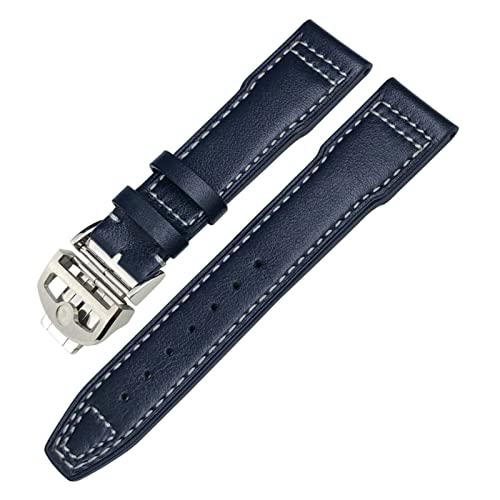 KGFCE Echtes Leder Uhrband Für Iwc Markieren Xviii Le Petit Prince Pilots Uhr 20mm 21mm 22mm Kaufpferdsgurt(Dark blue fold,20mm) von KGFCE