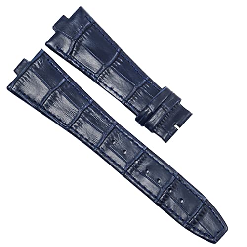 KGFCE Echtes Leder -Uhrband für Vacheron Konstantin ÜBERSEE Serie 450 0V 5500V P47040 Edelstahlschnalle 25 * 8 mm Männer Uhrengurt(Blue-No buckle) von KGFCE