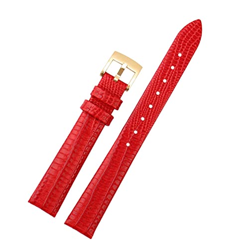 KGFCE Frauen echter Lederschuh für Armani AR1681 1683 1882 1926 1726 Dünne Wachbandbänder dünn(Red-gold buckle) von KGFCE