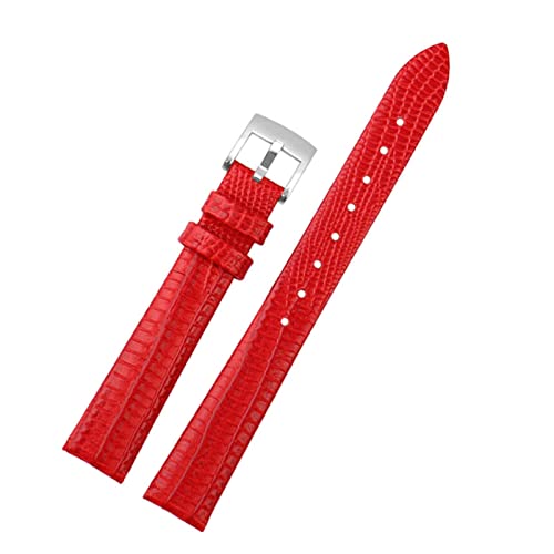 KGFCE Frauen echter Lederschuh für Armani AR1681 1683 1882 1926 1726 Dünne Wachbandbänder dünn(Red-silver buckle) von KGFCE