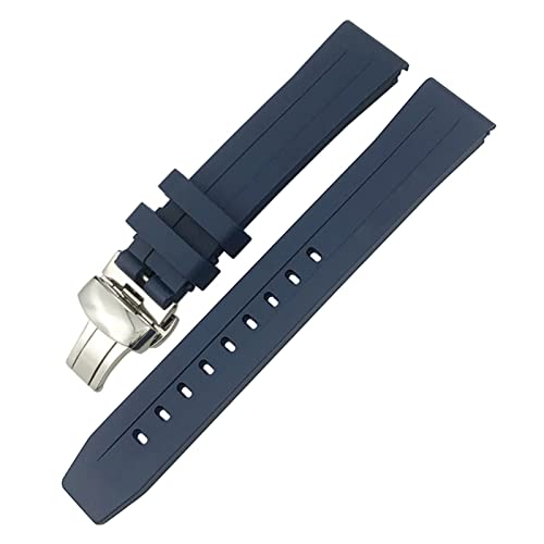 KGFCE Für Tissot 1853 Seastar T120 T114 Uhrenarmband Gummi Sport Tauchen Schwarz Blau Weiches Uhrenarmband Silikonkautschuk 19mm 20mm Uhrenarmband(Blue silver,20mm) von KGFCE