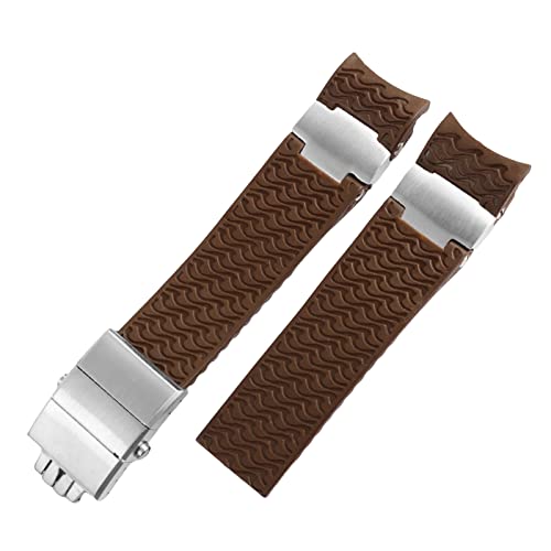 KGFCE Für Ulysse Nardin Silicon Gummi -Uhrenband 263 TAUCHER Gebogenes Endgurt 22 mm wasserdichte Gürteluhr -Armbänder(A Brown silver) von KGFCE
