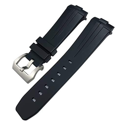 KGFCE Gummi-Uhrenarmband mit gebogenem Ende, 24 mm, passend für Panerai PAM441/1312/00111, Edelstahl-Armband mit Schmetterlingsschnalle, Silikon-Sportarmband, 24 mm, Achat von KGFCE