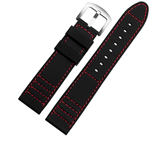 KGFCE Längerer Riemen 20mm 22 mm Silikon Sportwachenband Tauch wasserdichtes Gummi Männchen verlängert Ersatzwächter Uhr Accessorie Accessorie(Red pin clasp,20mm) von KGFCE