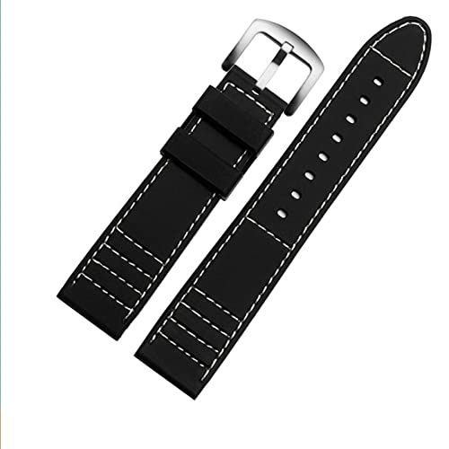 KGFCE Längerer Riemen 20mm 22 mm Silikon Sportwachenband Tauch wasserdichtes Gummi Männchen verlängert Ersatzwächter Uhr Accessorie Accessorie(White pin clasp,22mm) von KGFCE