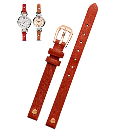 KGFCE Mode echtes Leder -Uhrband für Fossilien ES4340 ES4119 ES4000 3745 3861 4026 Frauen Armband Armband 8mm mit Schraube(Brown rose gold) von KGFCE