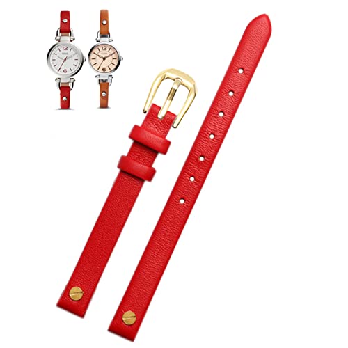 KGFCE Mode echtes Leder -Uhrband für Fossilien ES4340 ES4119 ES4000 3745 3861 4026 Frauen Armband Armband 8mm mit Schraube(Red Gold) von KGFCE