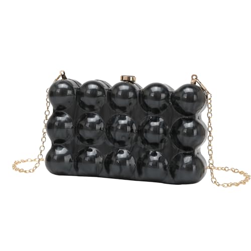 KGFCE Modische Damen-Clutch, Wellen, Perlglanz-Eierschalen-Umhängetasche, Umhängetasche, Handytasche, Schwarz , Einheitsgröße von KGFCE