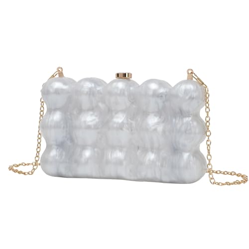 KGFCE Modische Damen-Clutch, Wellen, Perlglanz-Eierschalen-Umhängetasche, Umhängetasche, Handytasche, weiß, Einheitsgröße von KGFCE