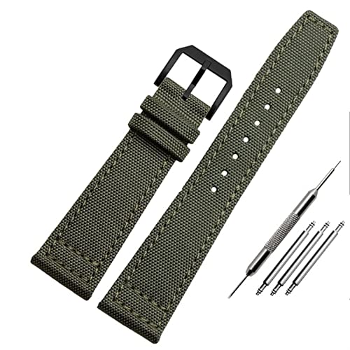 KGFCE Nylon Watch Band Für Iwc Portugiesisch-Pilot-Serie 20mm 21mm 22mm Armbanduhr Band Leinwand Armband Blaues Blaugrün Uhrengurt(A-armygreen-black,21mm) von KGFCE