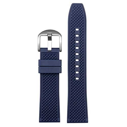 KGFCE Rubber Watchband 20m 22 mm Schnellveröffentlichungswache Ersatzgurt Männer Watchbänder(Blue-silver buckle,20mm) von KGFCE
