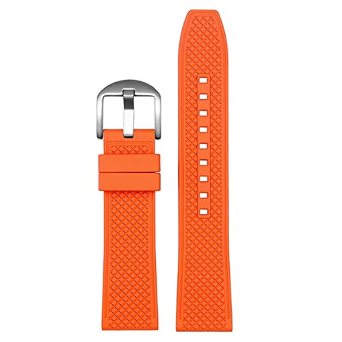 KGFCE Rubber Watchband 20m 22 mm Schnellveröffentlichungswache Ersatzgurt Männer Watchbänder(Orange-silver buckle,20mm) von KGFCE
