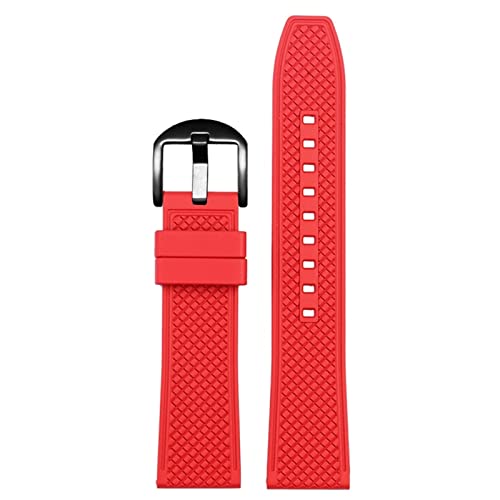 KGFCE Rubber Watchband 20m 22 mm Schnellveröffentlichungswache Ersatzgurt Männer Watchbänder(Red-black buckle,22mm) von KGFCE