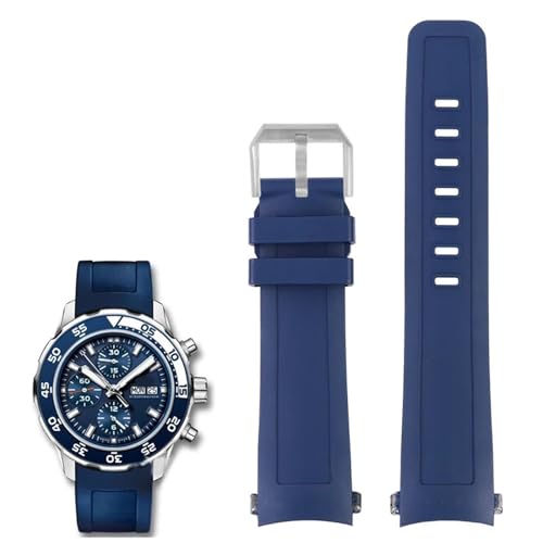 KGFCE Schnellverschluss-Uhrenarmband aus Fluorkautschuk für IWC Aquatimer-Serie IW356802, IW376705, IW376710, weiches Silikon-Uhrenarmband, 22 mm(Blue-silver) von KGFCE