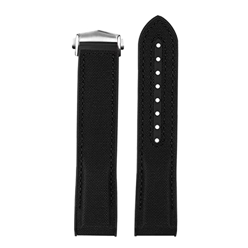 KGFCE Silikon Nylon Uhrband für Omega Seamaster 300 Speedmaster 8900 Planet Ozean 20mm 22mm 21mm Uhrengurtwerkzeuge(Black black-B bucke,22mm) von KGFCE