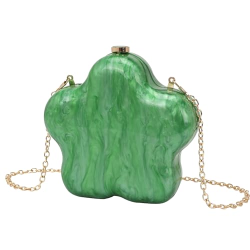 KGFCE Star Abendtasche Retro Mode Mini Acryl Clutch Damen Kette Crossbody Tasche, Starlight Green, Einheitsgröße von KGFCE